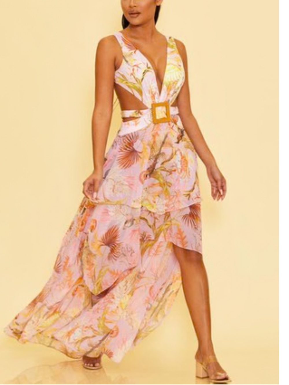 House of Maguie NWT Tropical Cutout Maxi Dress
